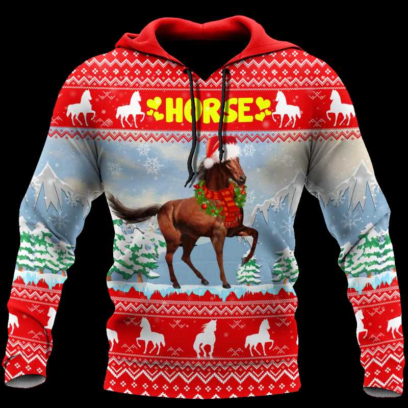 

Men's Hoodies & Sweatshirts Cute Horse Christmas 3D All Over Printed Mens Hoodie Hooded Sweatshirt Autumn Street Unisex Casual, Hooded 01