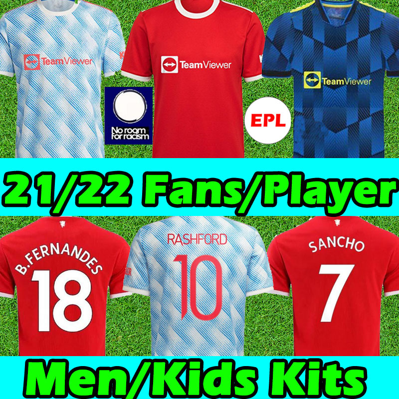 

21/22 Manchester 2021 soccer jerseys Fans player version united CAVANI VAN DE BEEK B. FERNANDES RASHFORD HUMANRACE 2021 2022 men kids kit football shirt Thai top, 20 21 3rd