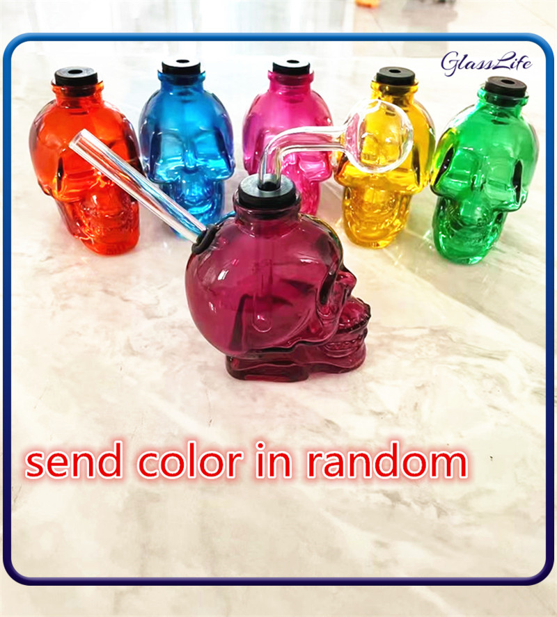 

Hookahs 6 Inches Big Skull Bongs Recycler Water Glass Bong Bubbler Detachable Wax Oil Rig Smoking Gift