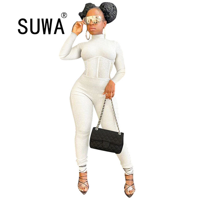 

Fall Winter Wholesale Preferred Products Clothing Knit Open Back Sexy Romper Overalls For Women Long Sleeve Party Jumpsuit 210525, Black