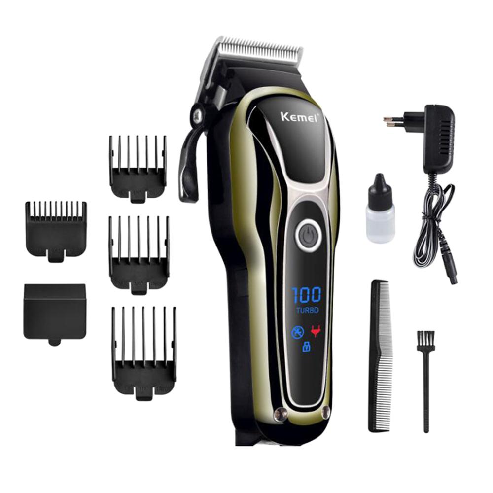 

Kemei Professional Electric Hair Clipper Rechargeable LCD Trimmer Haircut Machine Barber Razor Shaver for Men EU/US Plug KM-1990