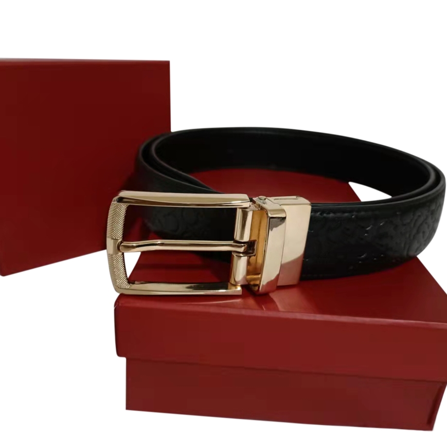 

Fashion Big buckle genuine leather belt with red box designer men women high quality mens belts 35mm, Black;brown