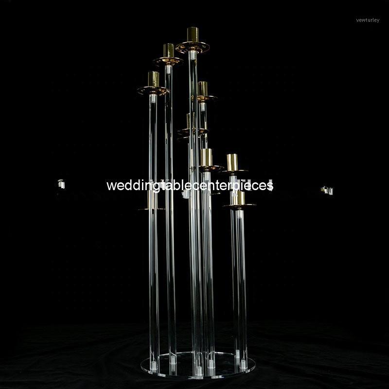 

Party Decoration 5pcs)table Centerpiece Acrylic Crystal Candelabra With 10 Arms Wedding For Banquet TB3182