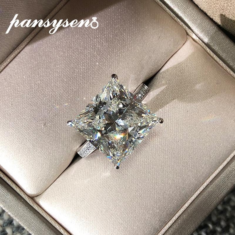 

Cluster Rings PANSYSEN Top Quality Solid 925 Sterling Silver 15ct Created Moissanite Wedding For Women Party Fine Jewelry Ring Wholesale