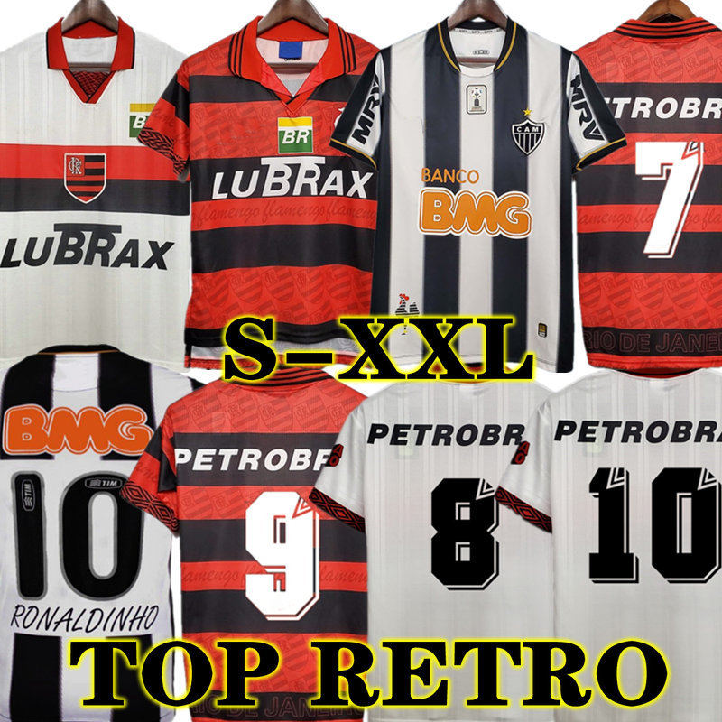 

Ronaldinho Retro 95 96 flamengo Soccer Jerseys 1995 100th Anniversary Romario Bebeto 2013 Atletico Mineiro classic football shirts vintage, Black