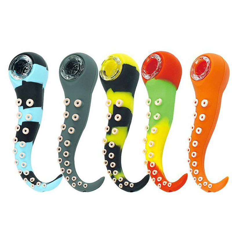 

Somking pipes 4.5'' octopus hand pipes smoking pipe oil rigs slicone bongs bong with glass bowl