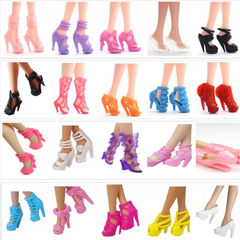 

Plastic Toys 80 Pairs of Shoes for 1/6 barbie doll In Mix Styles and Colours