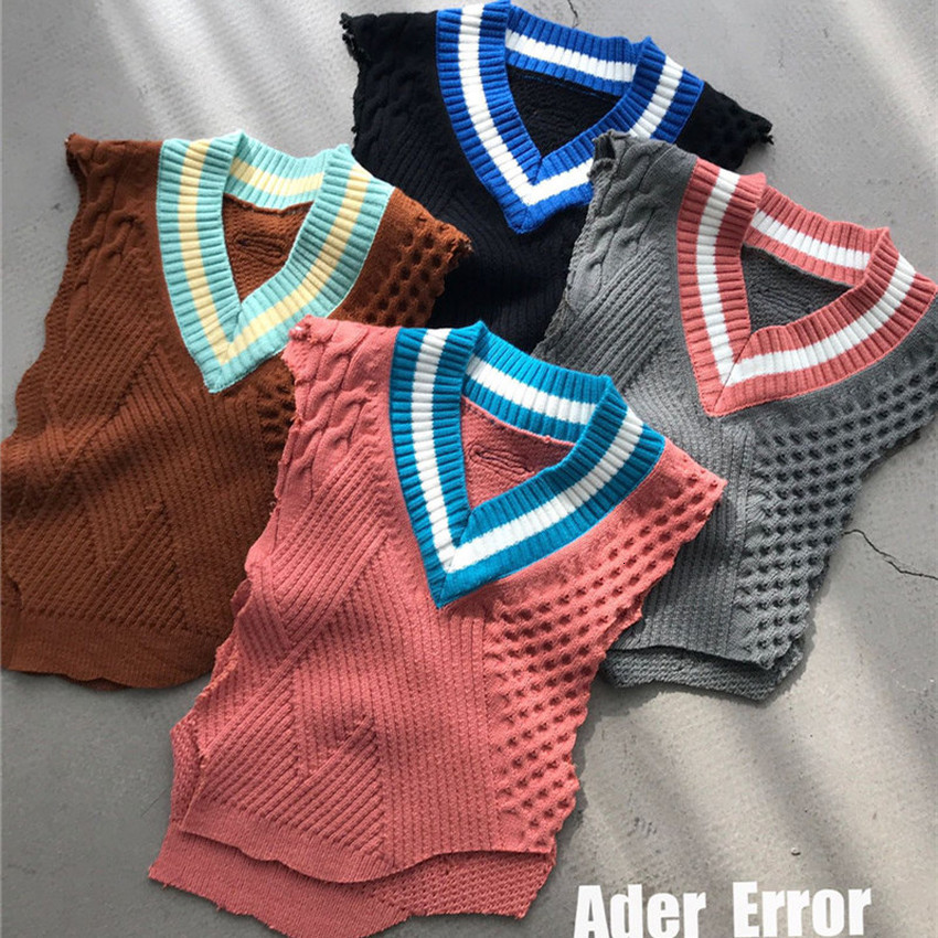 

2021 New Fw Irregular Vest Ader Error Sweaters Women Fleece Sleeveless Adererror Knitted Pullover Sweater Clothing Q8fi