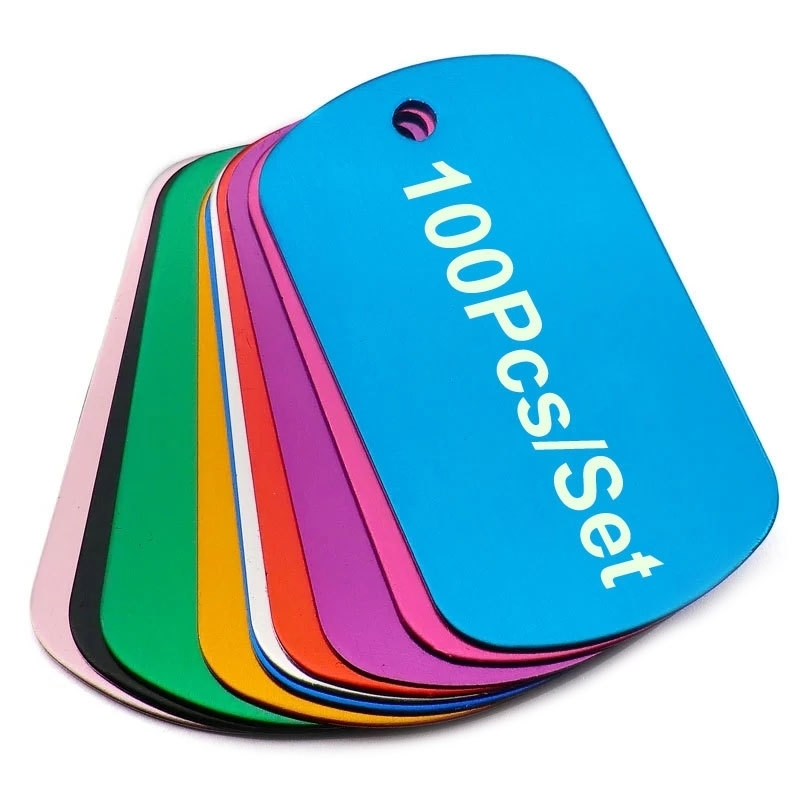 

100Pcs Dog Tag Military Pet Id Tags Aluminum Name Pendant Blank Dog Tags Personalized Customized Dog Tag Y200922