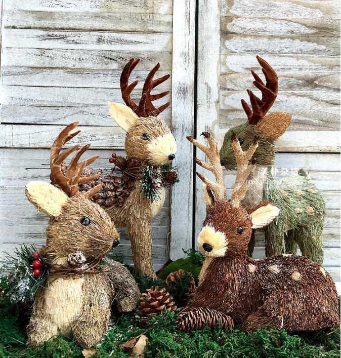 

Decorative Objects & Figurines Straw Reindeer Elk,high Quality,clothing Sen American Village Christmas Decoration,wedding Gift Props,Pograph