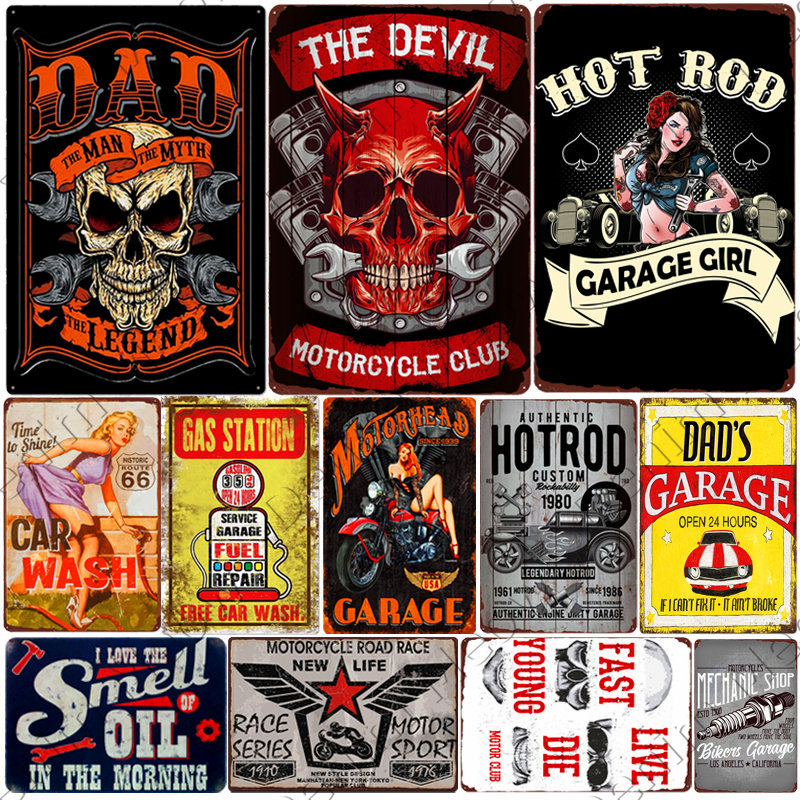 

2021 Garage Decor Motor Oil Plaque Vintage Metal Tin Signs Home Bar Pub Garage Gas Station Decorative Iron Plates Wall Stickers Art Poster