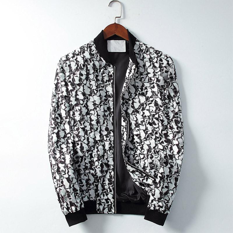 

2021 Men's Baseball Jacket Stripe Printed Zipper Uniform Fashion Matching High Quality Winter Warm Clothes Asia Code -3X#, Beige