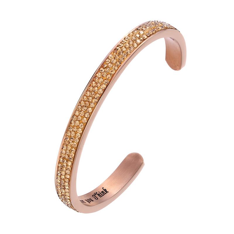 

Bangle Titanium Steel Diamond Inlaid Creative Lettering C-shaped Fashion All Over The Sky Star Sports Lucky Bracelet