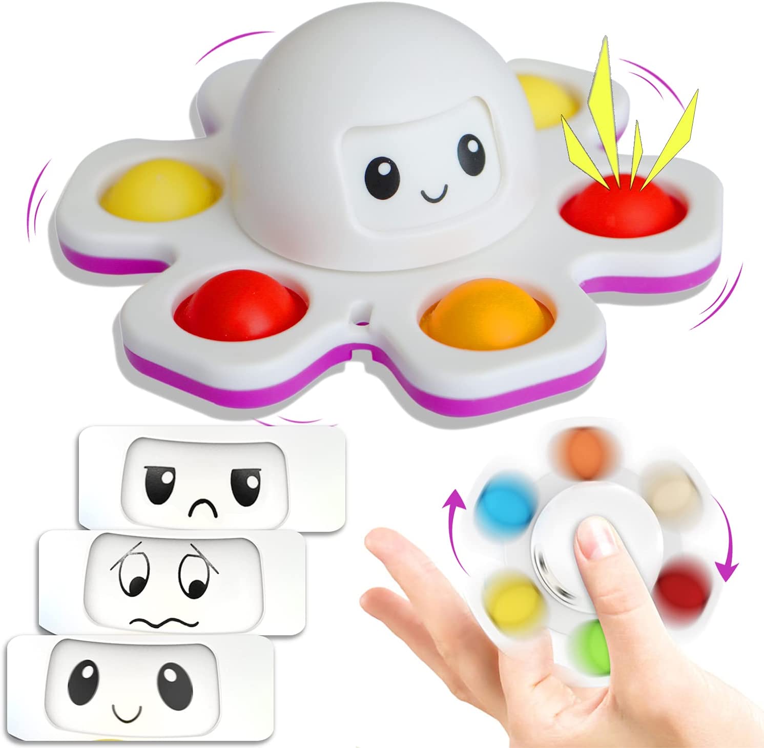 Face Changing Octopus Fidget Spinner Push Pop Bubble Fidgetting Toy Simple Dimple Fidgets Spinners Stress Relief Squeeze Toys For Kids-image-731406939