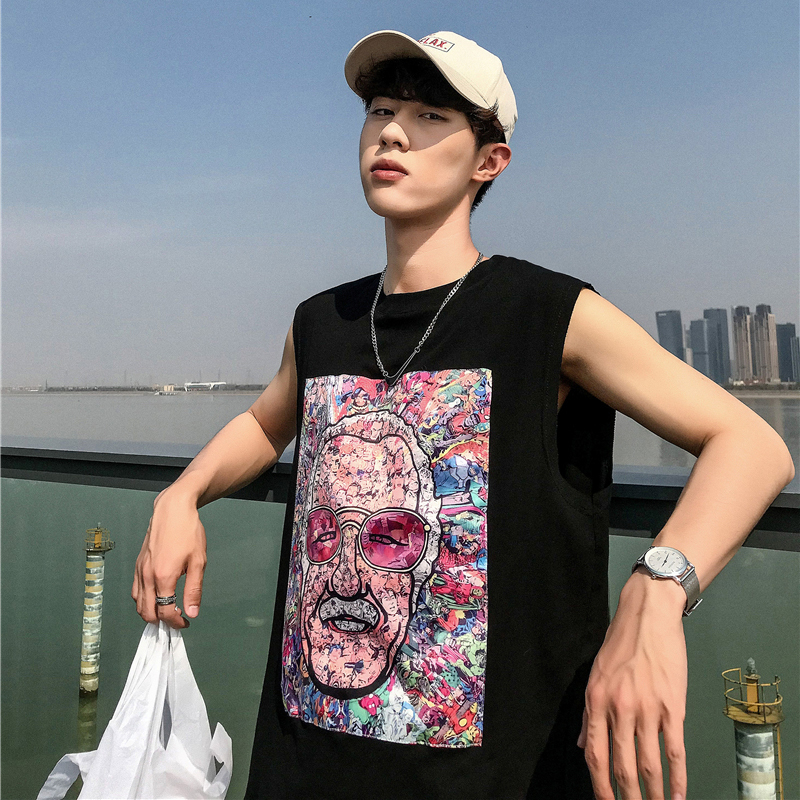 

2021 New Summer Men's Sleeveless Vest Bodybuliding Singlets Round Neck Mens Waistcoat Bodybuilding Clothing Tops Tank Top Fitness 1ms4, White