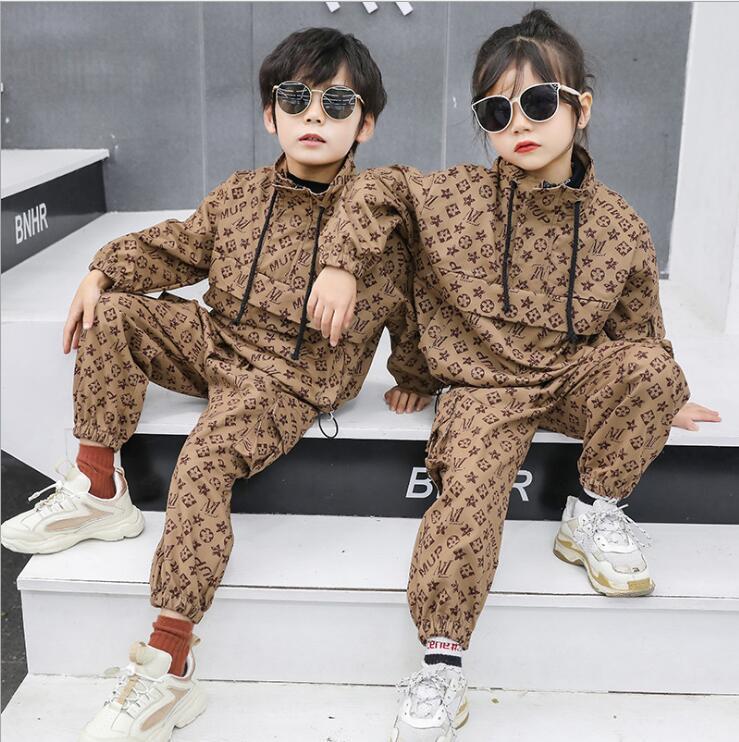 

NEW Girls Boy suit new spring clothes female baby fashion tooling jacket + pants two-piece suit, Khaki
