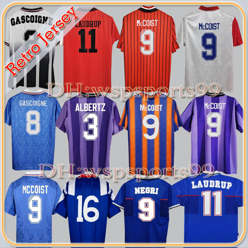 

Glasgow rangers vintage 87 90 92 94 96 97 99 01 Retro jerseys red white blue away Ireland Soccer Shirts football kits Uniforms, 96-97 third away