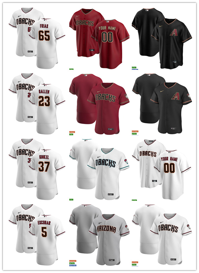 

Men Women Youth Custom Baseball Jersey Arizona Diamondbacks 5 Eduardo Escobar 65 Luis Frias 23 Zac Gallen 37 Kevin Ginkel Blank, Blue;black