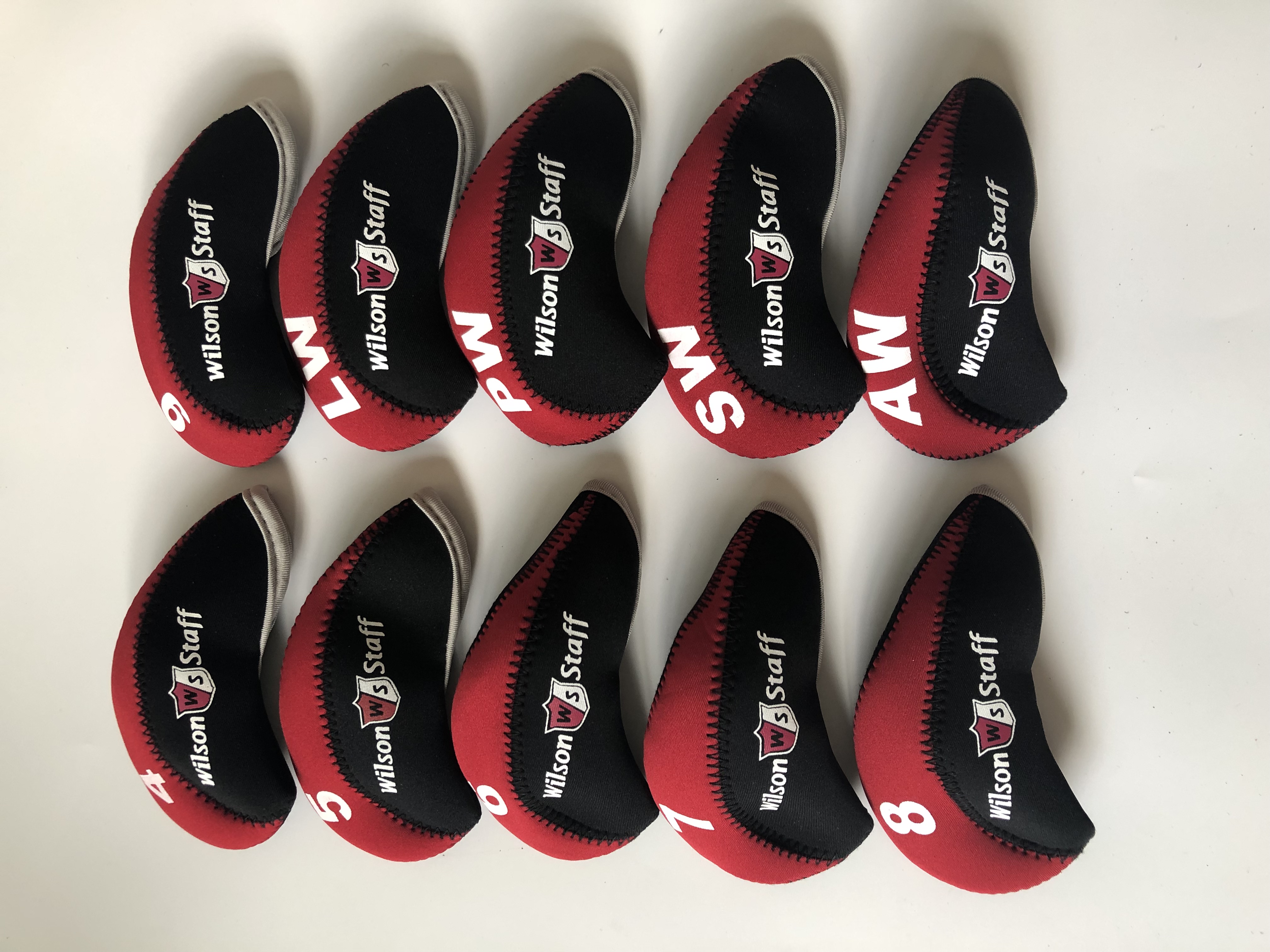 

10PCS Golf Iron Headcovers for Wilson Staff Club Head Covers Caps 4-LW Red&Black R/H