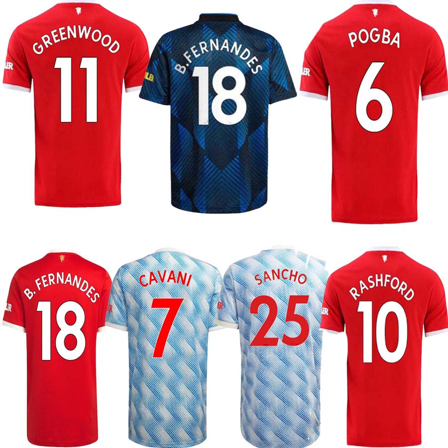 

RONALDO 21 22 SANCHO soccer jerseys Fans Player version MAN BRUNO FERNANDES LINGARD POGBA RASHFORD UNITE football shirt UTD 2021 2022 men kids kit sets, Black