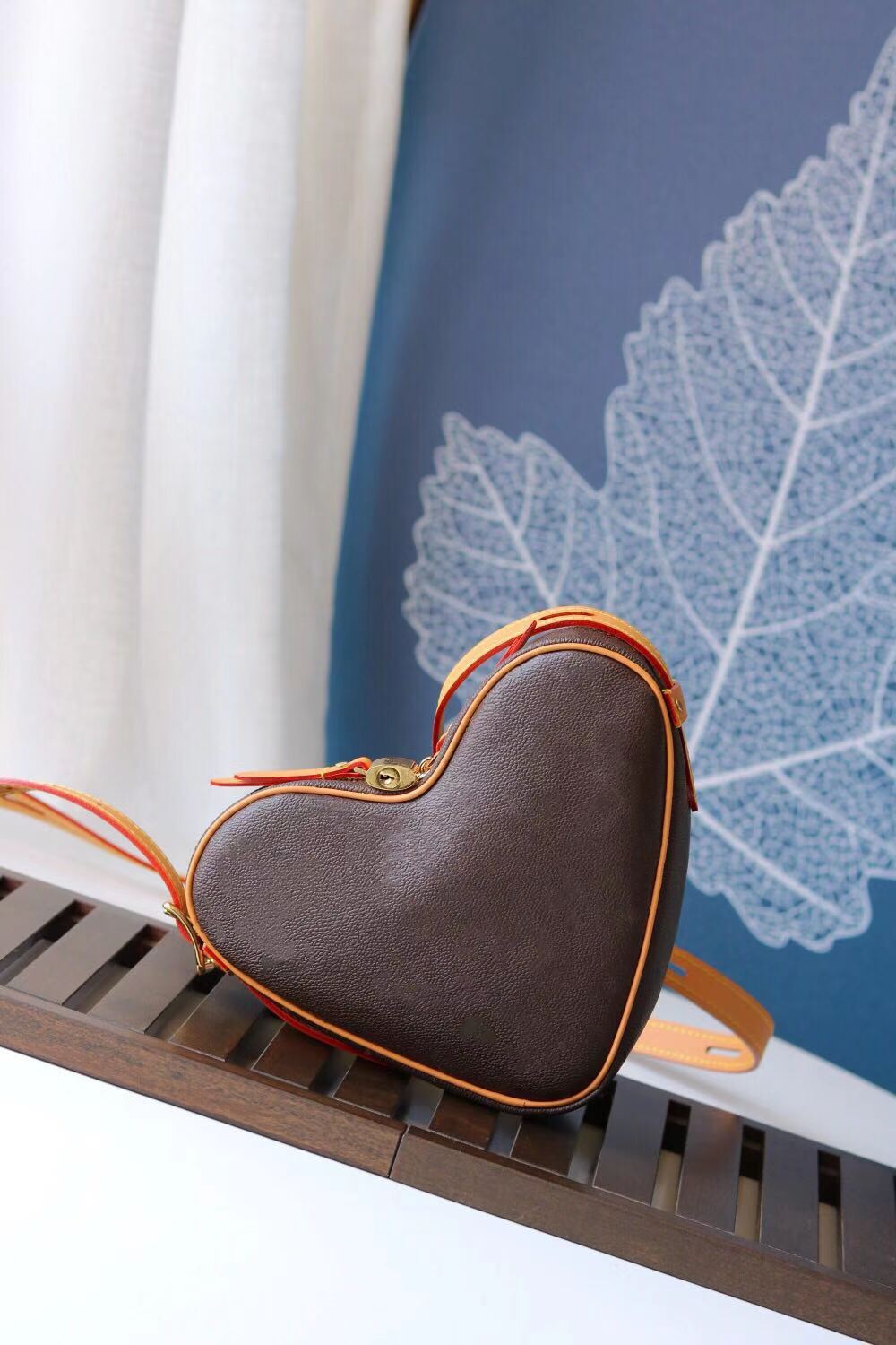 

M45419 GAME ON COEUR Mini Heart Shape Sweet Valentine Day Shoulder Bag Coated Canvas Embossed Crossbody Evening Handbags Purse Wallets, Brown flower