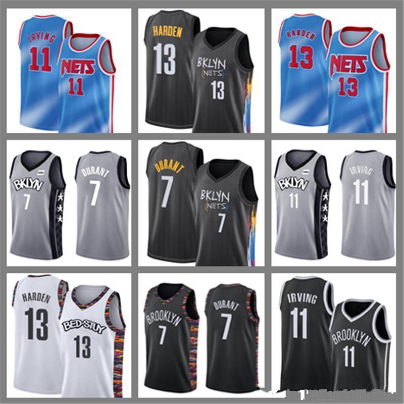 

Kevin 7 Durant Jerseys Kyrie #11 Brooklyn Net City nba basketball jerseys Irving James 13 Harden Biggie Small Spencer, Black;red