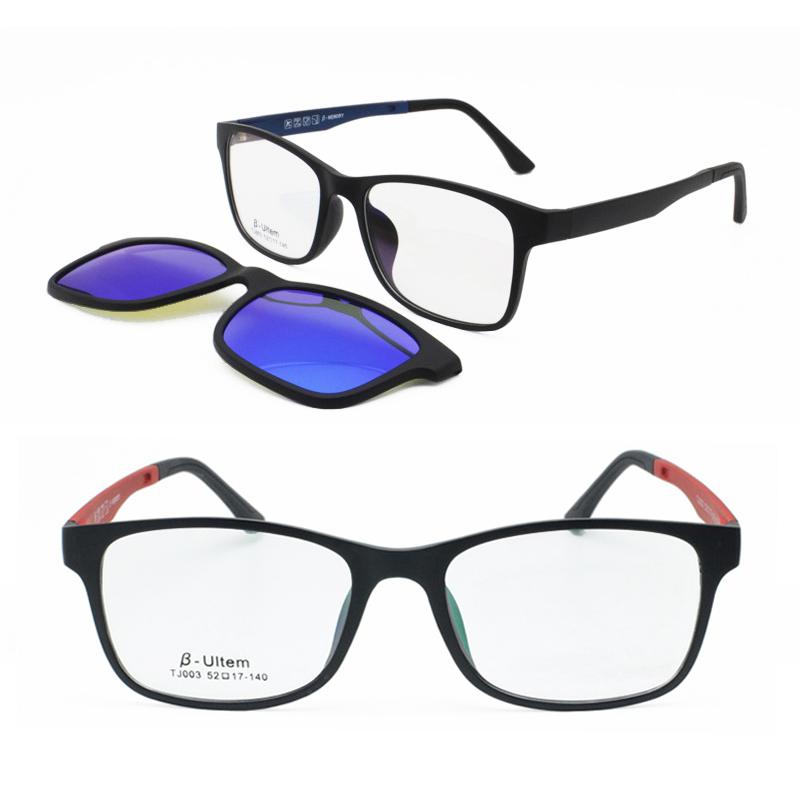 

Fashion Sunglasses Frames 003 ULTEM Square Shape Optical Myopia Hyperopia Eyeglasses Frame With Magnetic Clip On Removable Polarized For Men