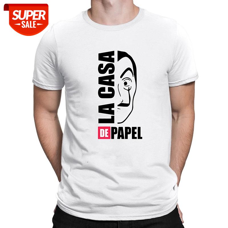 

Men Funny t shirt Cool Design La Casa De Papel Tshirt Money Heist Tees TV Series tops House of Paper T-Shirt Casual Cotton tees #FD9K, White;black