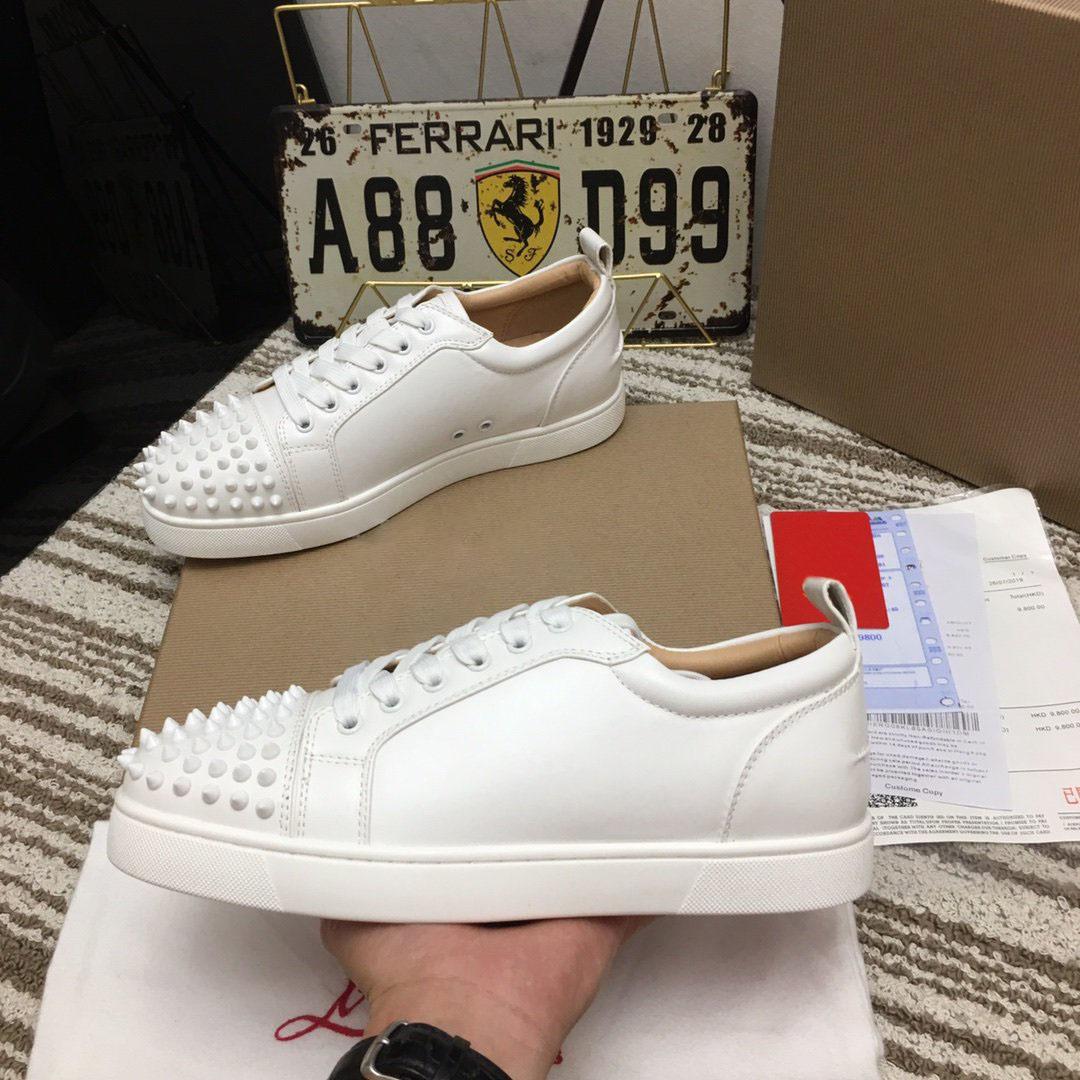 

Comfort Flat Casual Shoes Sneakers Platform Fashion Spikes Stud Sneaker Red Black Shoe Lace-up Leather Trainer With Top Quality Men Women Chaussures Size 35-46, Color01