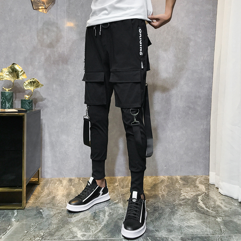 

New 2021 Autumn Multi-pocket Harem Pants Men Black Streetwear Punk Cargo Pant Hip Hop Casual Trousers Joggers Hombre Fiwz 88c9