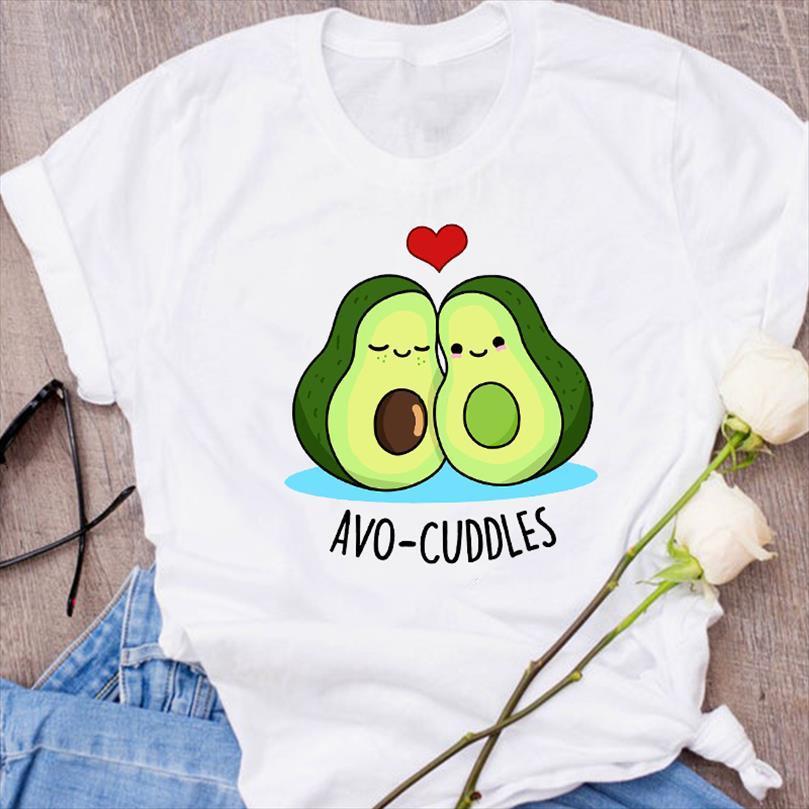

men graphic avocado couple love mens cartoon fruit clothes floral lady tees print clothing female, White;black