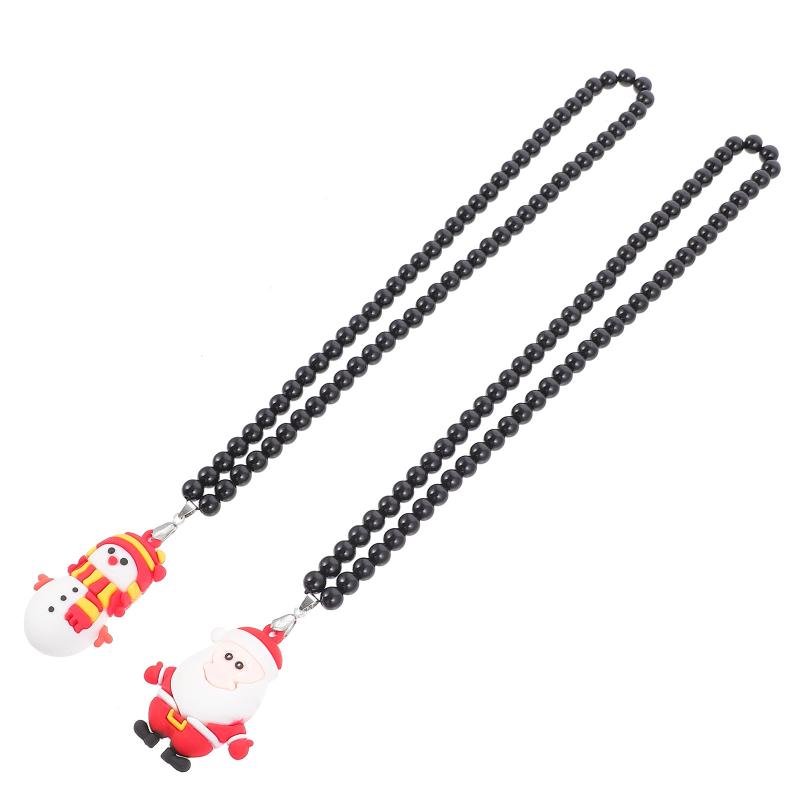 

Interior Decorations 2pcs Christmas Santa Claus Snowman Charm Pendant Hangings Auto