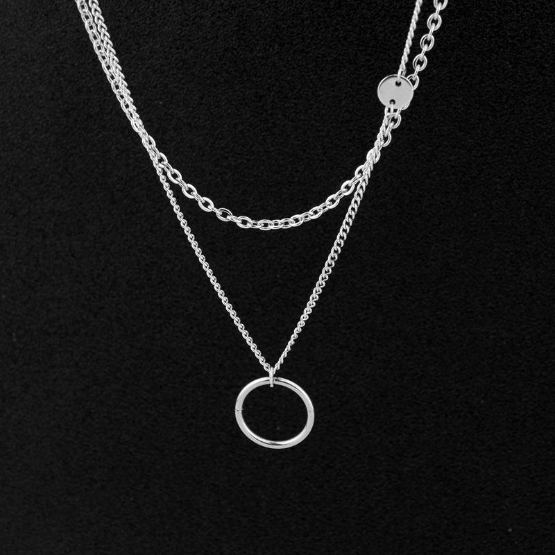 

Chokers Asymmetry Double Layered Stainless Steel Necklace For Women Men Accessories Silver Color Necklaces Chain Fashion Gift Never Fade