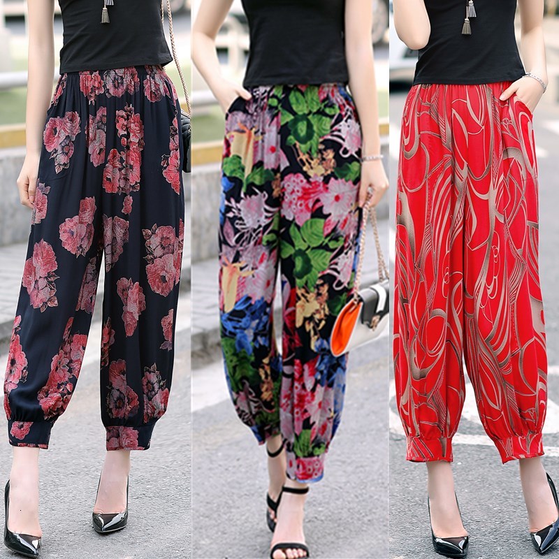 

Silk Cotton Wild Middle-aged Spring Fall Pants Large Size From Women of the Summer Elastic Rskz
