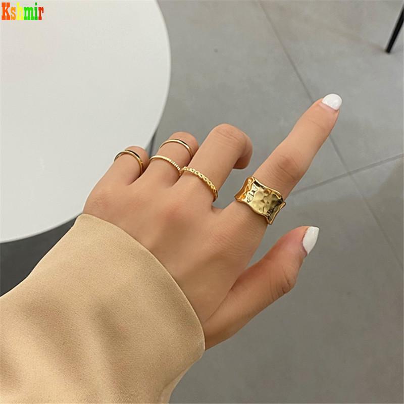 

Cluster Rings Kshmir Seven-piece Set Ring Simple Irregular Joint Trendy Hip Gold Women's Fashion 2021