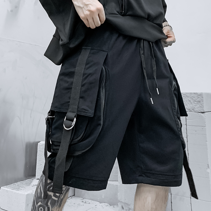 

Men's Cotton Breathable Big Pocket Fashion Men Sweatpants Solid Color Casual Jogger Hip Hop Loose Shorts Male 2021 New 6va4 Usog, Dk08 black