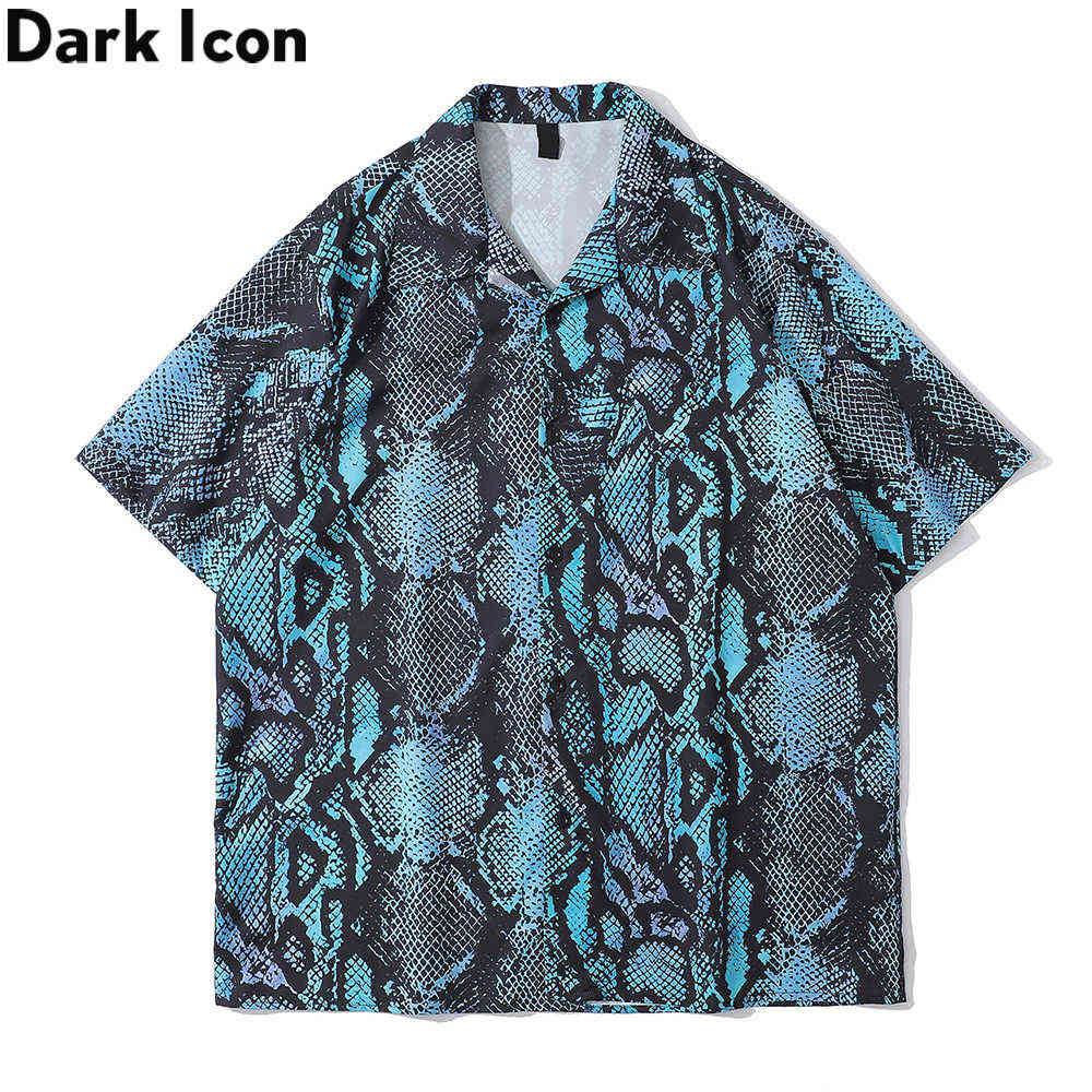

Blue Snake Polo Shirt Men Summer Tur-down Collar Men's Blouse Man Clothing 210603, As photo