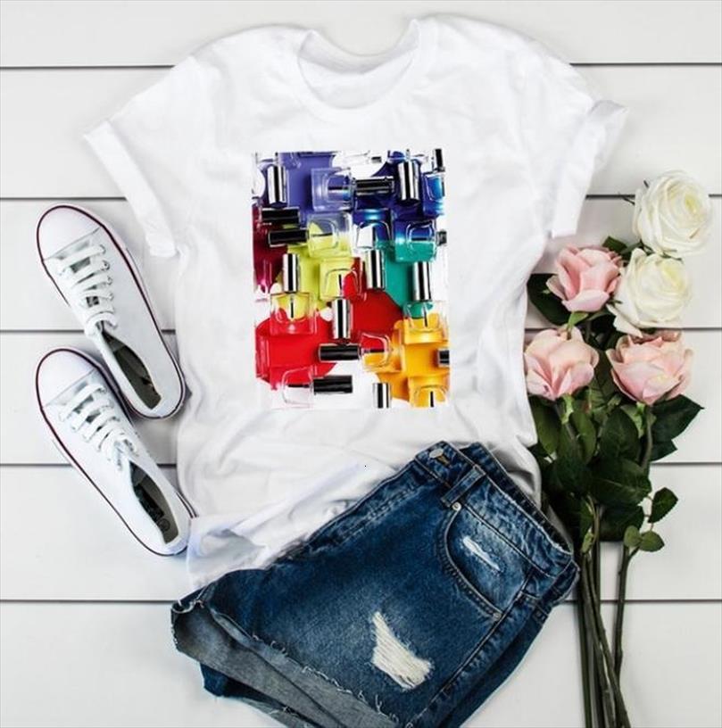 

nail polish 3d print mens t shirt short sleeve o neck loose ladies summer men tee camisetas mujer, White;black