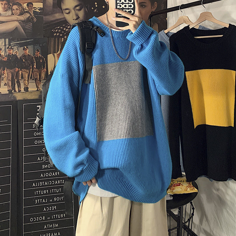 

2021 New Winter Sweater Men's Warm Fashion Casual O-neck Knitted Pullover Men Wild Loose Korean Knitting Sweaters Mens Clothes M-2xl Qkud, Black