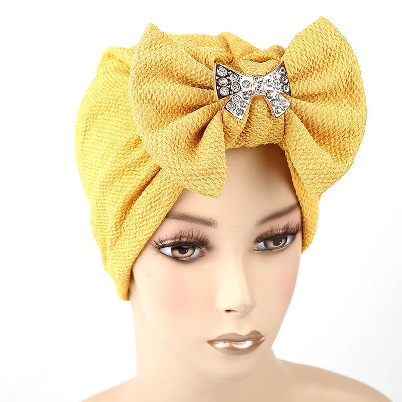 

Beanie/Skull Caps Muslim Bow Metal Band Drill Elastic Turban Hat Scarf Headgear Cap Eaves Urinal Hair Accessories, Blue;gray