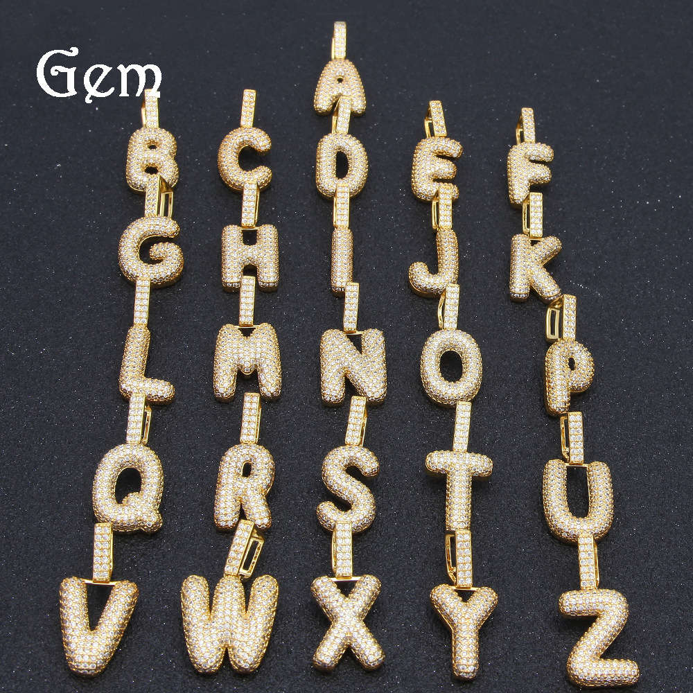 

Hip hop new zircon letter small pendant, electroplated real gold, single pendant can be multi letter splicing Pendant