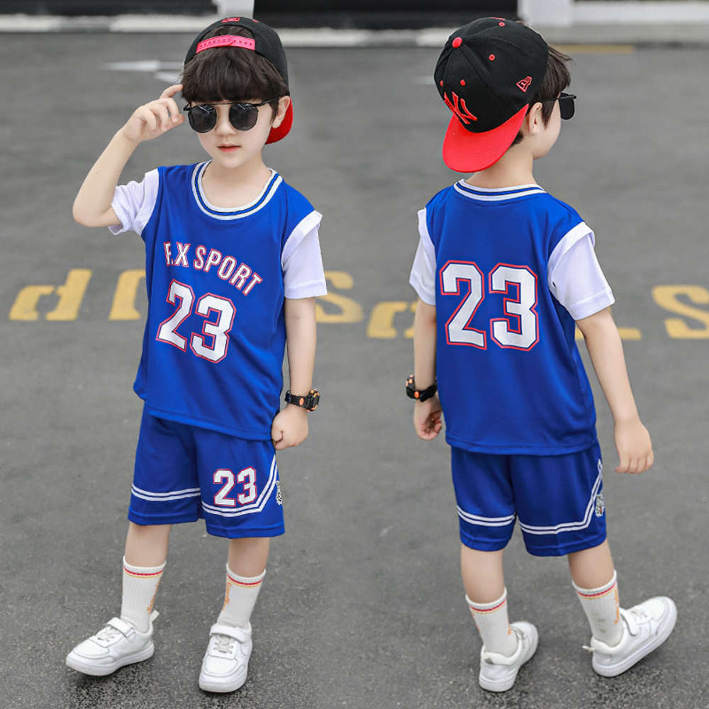 

Boys' basketball suit summer short sleeve children's, White