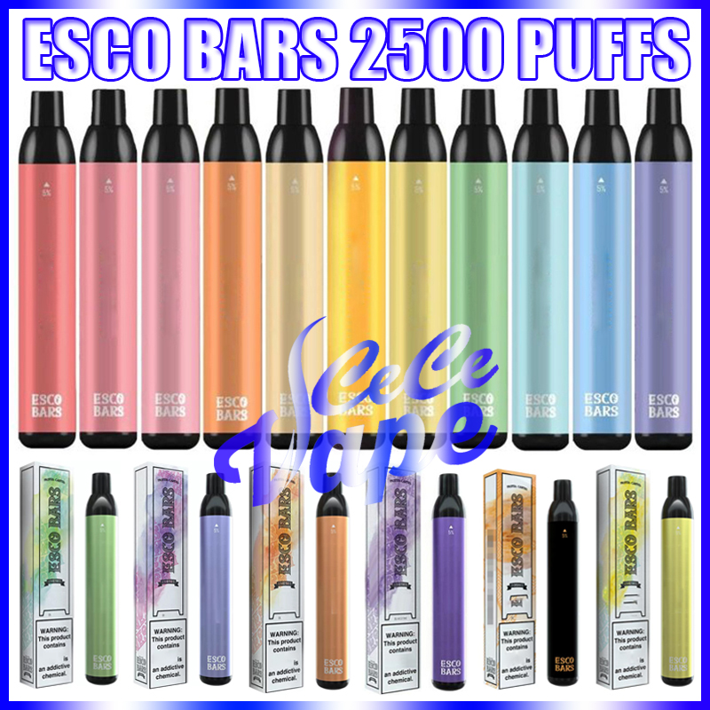 

ESCO BARS 2500 Puffs Disposable Pod E Cigarette With 1000mAh Battery 6ml Pre-Filled Cartridge Mesh Coil Smoking Vape Pen Kit