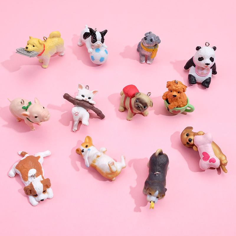 

Charms Cute Creative Animal Resin Pendant Dog Cat Necklace Doll Key Ring DIY Earrings Accessories Handmade Finding Supplies, Bronze;silver