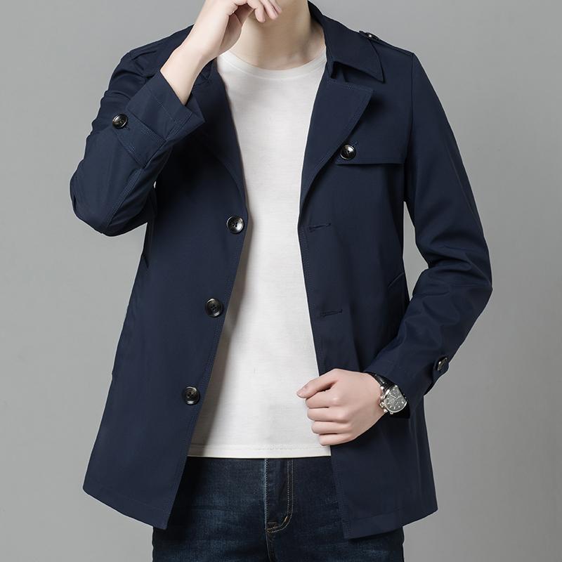 

Men's Trench Coats 2021 Spring Autumn Overcoat High-End Casual Windbreaker Outerwear Top Business Jackets Plus Size M-4XL, Black