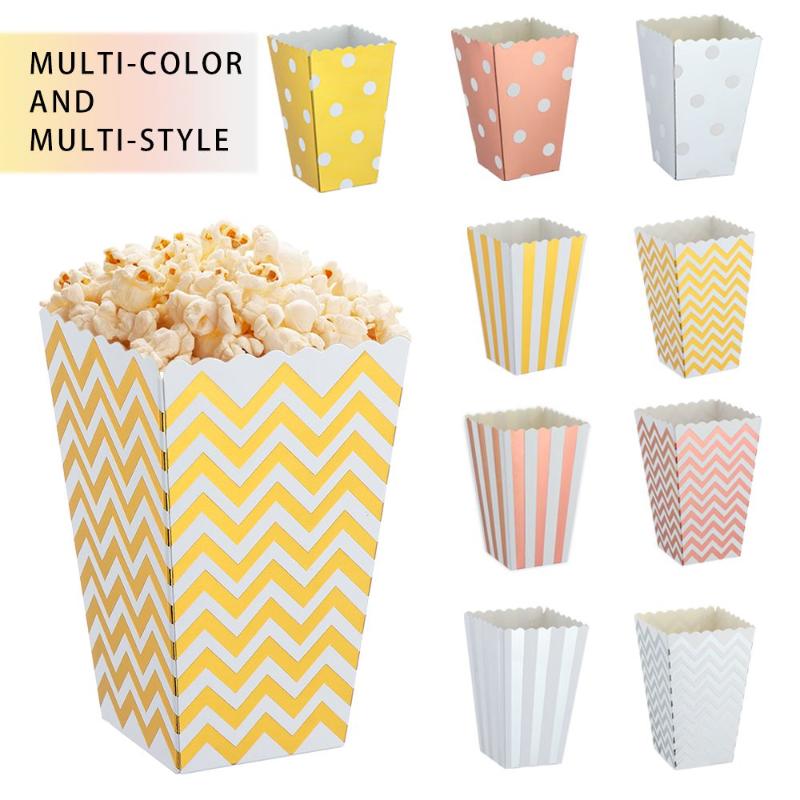 

Storage Bottles & Jars 6PCS Simple Creative Disposable Tableware Candy Snack Packaging Box Dot Wave Striped Rose Gold Silver Popcorn Boxes
