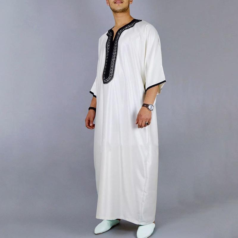 

Ethnic Clothing Saudi Arab Abaya Islamic Men Long Robe Kaftan Muslim For Pakistan Pray Plus Size Summer White Jubba Thobe
