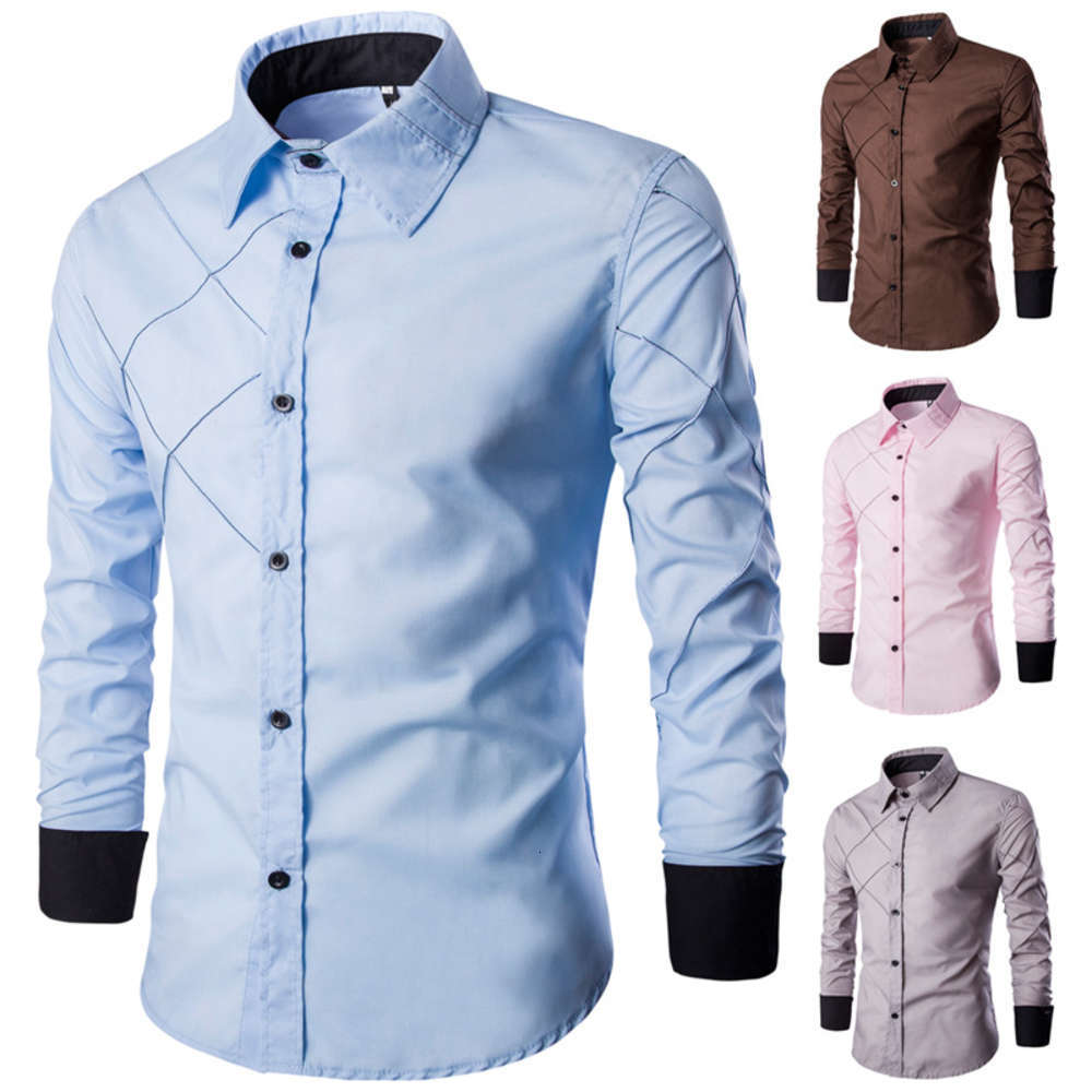 

Men's long sleeve mesh routing design fashion casual shirt 1501-cs14, White;black
