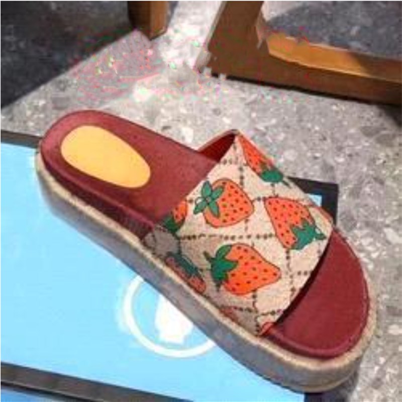 

Classic Lady Slippers Woman Strawberry Beach Thick Bottom Shoes Platform Alphabet Lady Sandals Leather High Heel Slippers shoes, Pic 9