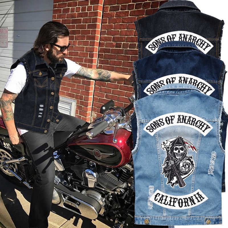 Vest Giacca Di Pelle Sons Of Anarchy Gilet Moto ... - Milo Conn - Foto 3